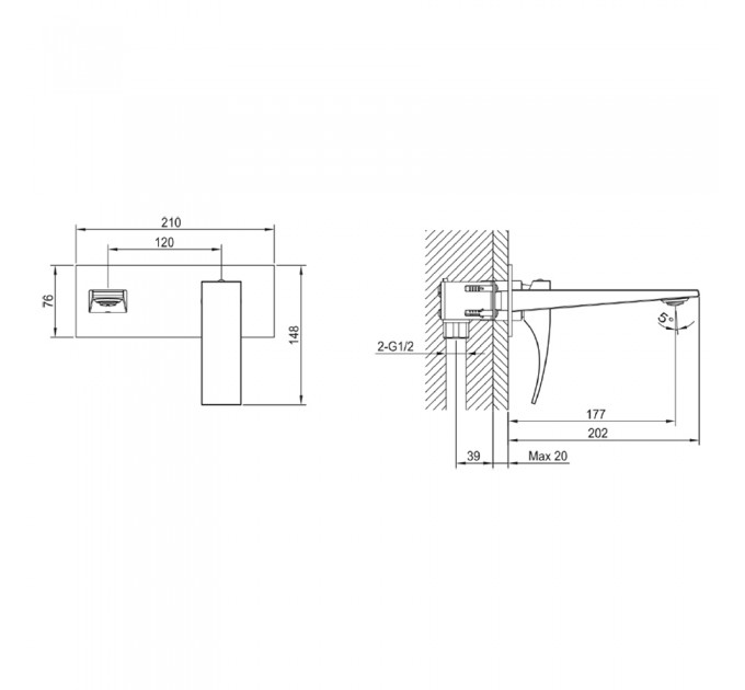 Змішувач для ванни Blue Water LIWIA LIW-BPU.110C ХРОМ