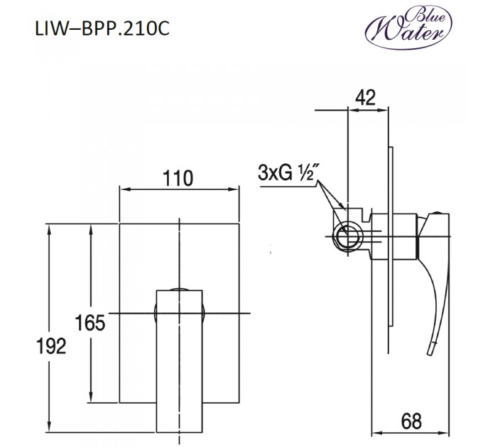 Змішувач для душу Blue Water LIWIA LIW-BPP.210C ХРОМ