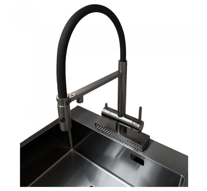 Смеситель кухонный Fabiano FKMC 3124 Black Steel (Cascad)