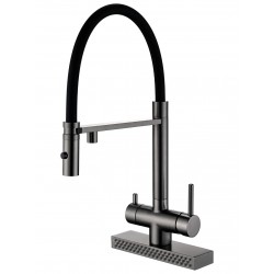 Смеситель кухонный Fabiano FKMC 3124 Black Steel (Cascad)