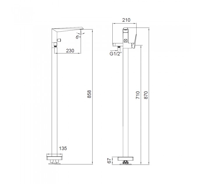 Змішувач для ванни Blue Water ROK ROK-BWP.090C ХРОМ