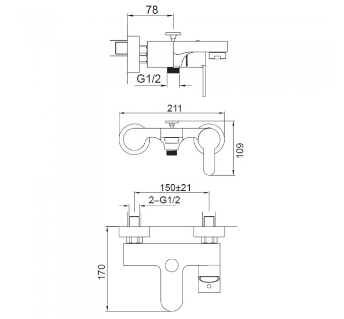 Змішувач для ванни Blue Water GALA GAL-BWN.020C ХРОМ