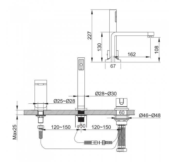 Змішувач для ванни Blue Water GALA GAL-BWW.080C ХРОМ