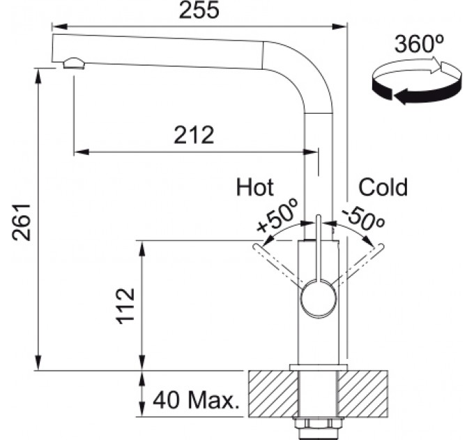 Змішувач кухонний Franke Neptune Evo (115.0711.724) чорний матовий
