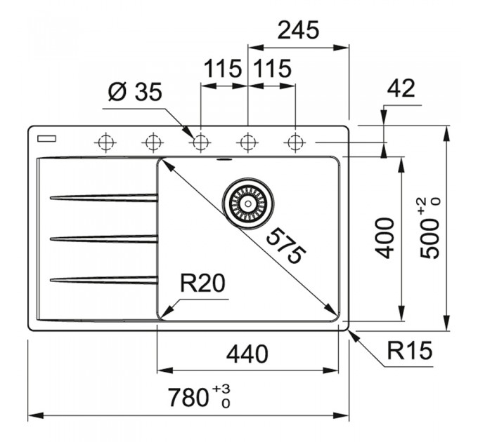 Кухонная мойка Franke Centro CNG 611-78 TL (114.0716.709) серый сланец