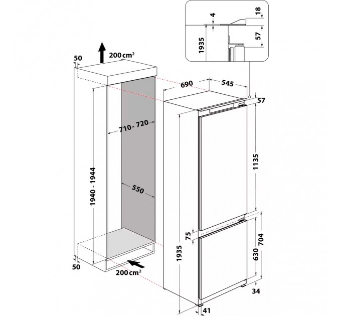 Вбудований холодильник Whirlpool SP40 801 EU