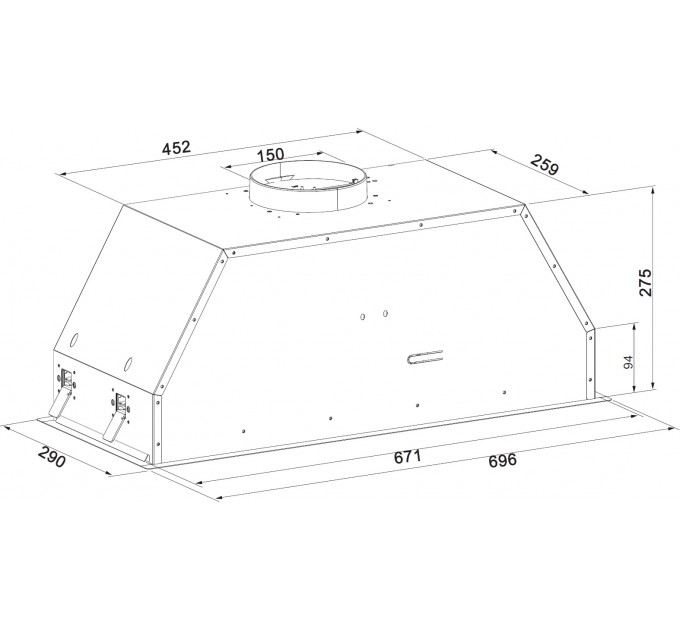 Витяжка кухонна Fabiano BoxPro 70 Silent Inox