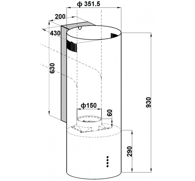 Витяжка кухонна Fabiano Cylindra 35 Silent Black
