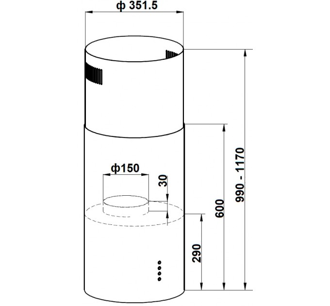Витяжка кухонна Fabiano Cylindra Isola 35 Silent Black