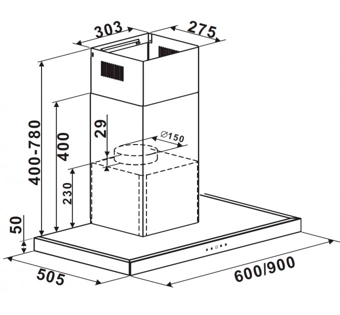 Витяжка кухонна Fabiano Linea 90 Silent Inox