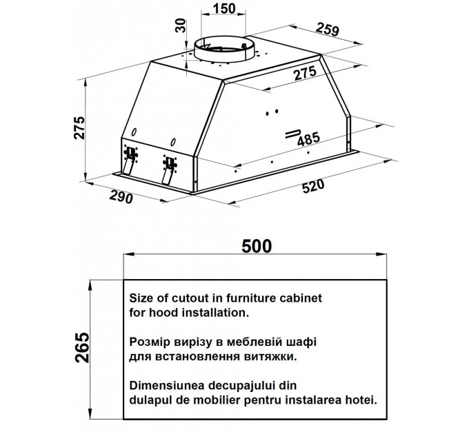 Вытяжка кухонная Fabiano Sensei 52 Silent Black