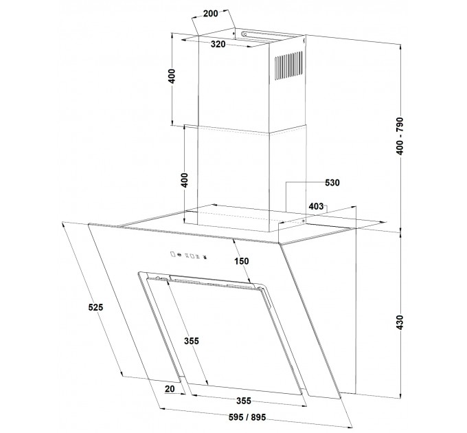 Витяжка кухонна Fabiano Adria 90N Black