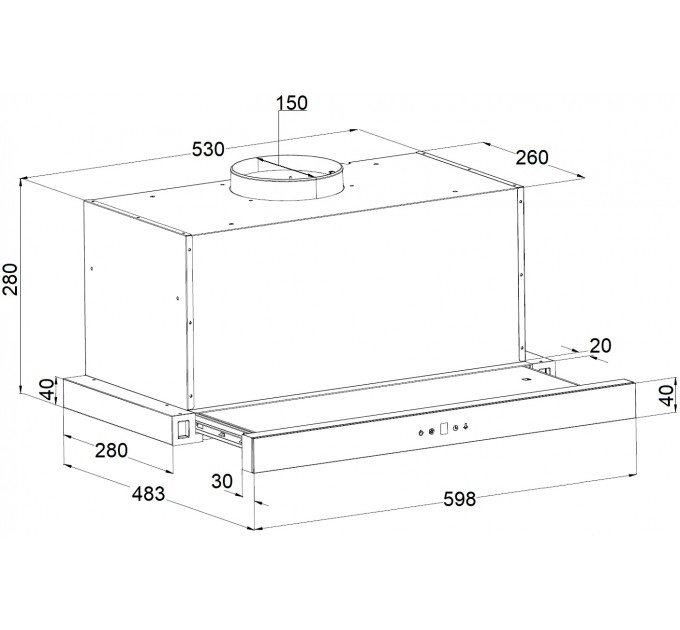 Витяжка кухонна Fabiano Smart 60 Lux Titanium Glass