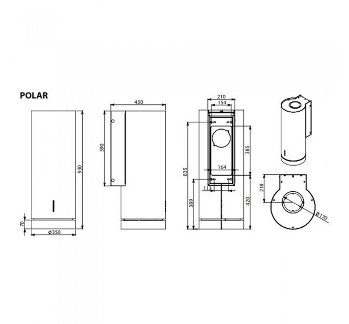 Витяжка кухонна Falmec POLAR Black 35 (800) CPWN90.E2P2#ZZZN491F