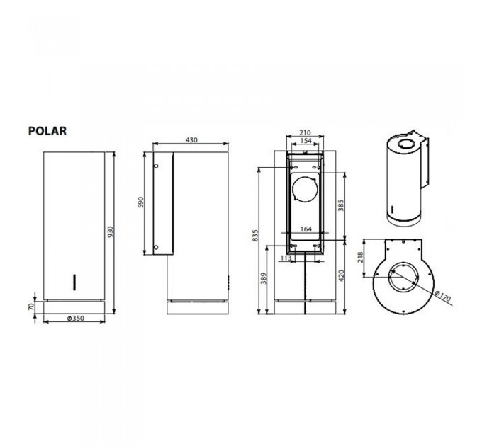 Витяжка кухонна Falmec POLAR GOLD 35 (800) CPWN90.E4P2#ZZZC491F