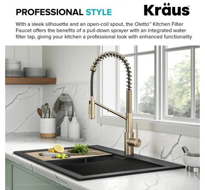 Змішувач кухонний Kraus Oletto KFF-2631SFACB