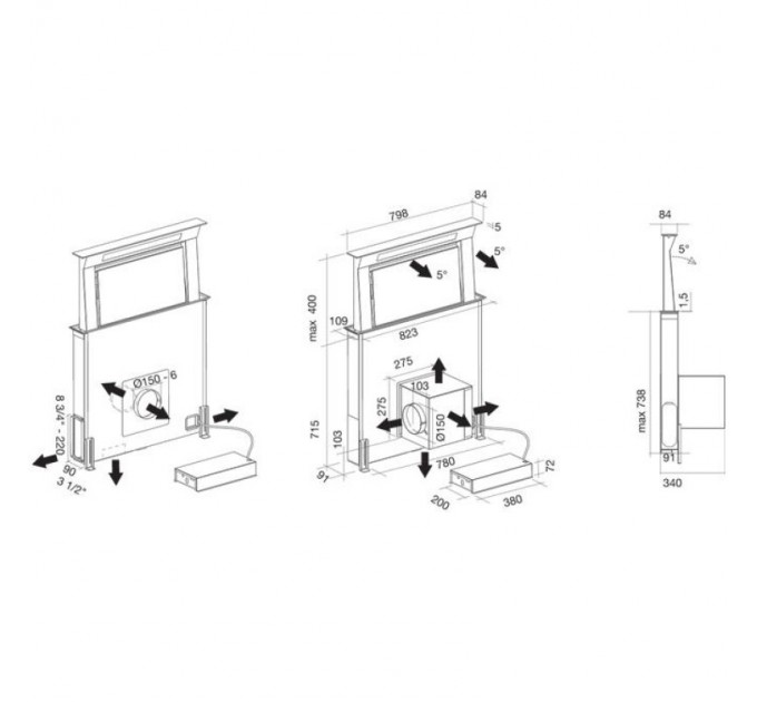 Витяжка кухонна Falmec DOWN draft tavolo 90 inox CDDW90.E1P2#ZZZI400F