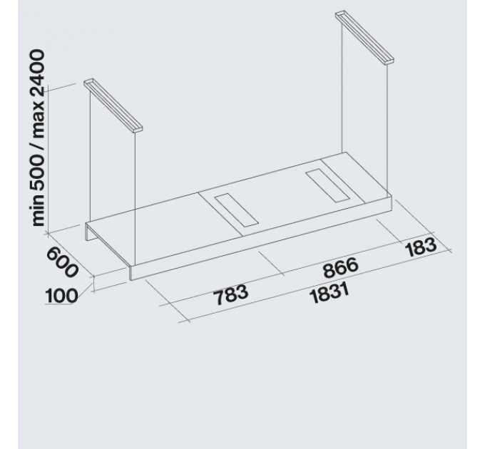 Витяжка кухонна Falmec LIGHT 180 BLACK 500 CLTI80.E0P2#NRSN451F