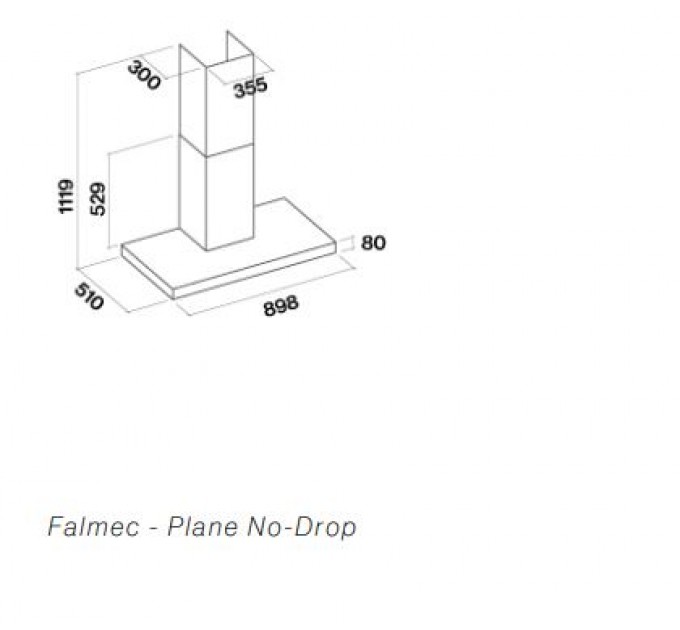 Витяжка кухонна Falmec PLANE NO-DROP 90 inox 800 CPLN90.E21P2#ZZZI490F