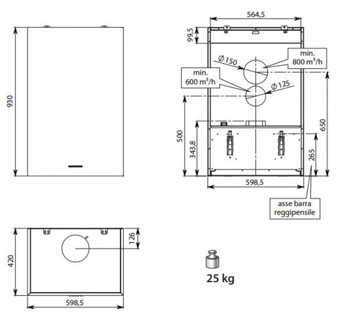 Витяжка кухонна Falmec ALTAIR 60 Stainless steel (800) CVON60.E0P2#ZZZI491F