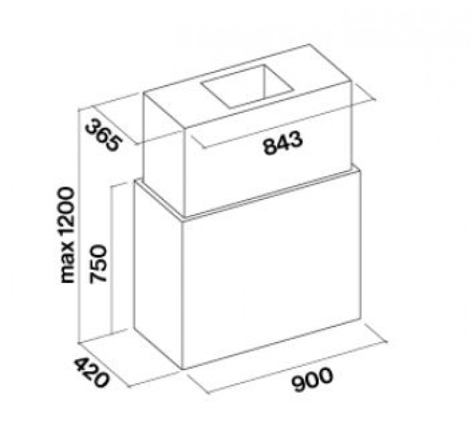 Витяжка кухонна Falmec LAGUNA Isola 90 під панелі (800) CLDI9075.E1P2#ZZZI491F