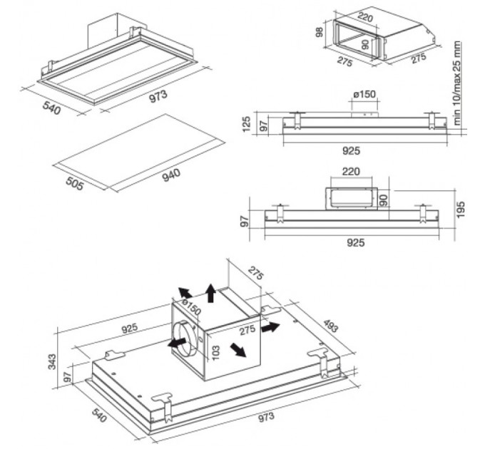 Витяжка кухонна Falmec NUVOLA/LED IS. 90 CNUI90.E1P2#ZZZI400F