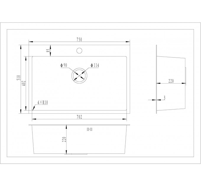 Кухонна мийка Gunter & Hauer Odenbach 7522 Black (75x51 см) чорний