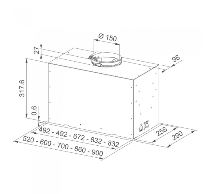 Вытяжка кухонная Franke Box Flush Basic FBFE LG A70 (305.0729.553)