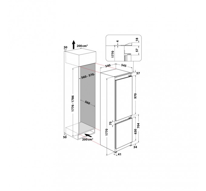 Вбудований холодильник Whirlpool WHC18 T573