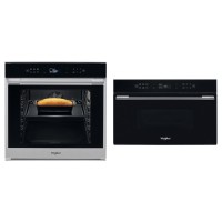 Комплект Електрична духова шафа Whirlpool (W7OM44S1C) + Мікрохвильова піч вбудована Whirlpool (W7MD440NB)