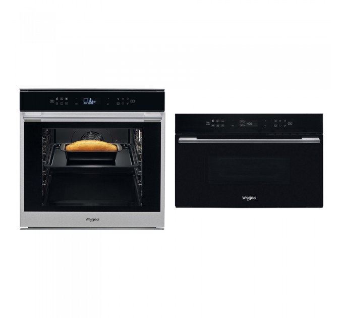 Комплект Електрична духова шафа Whirlpool (W7OM44S1C) + Мікрохвильова піч вбудована Whirlpool (W7MD440NB)