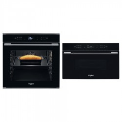 Комплект Електрична духова шафа Whirlpool (W7OM44S1PBL) + Мікрохвильова піч вбудована Whirlpool (W7MD440NB)