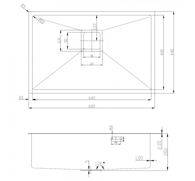 Кухонная мойка Fabiano Quadro 68 Celldecor