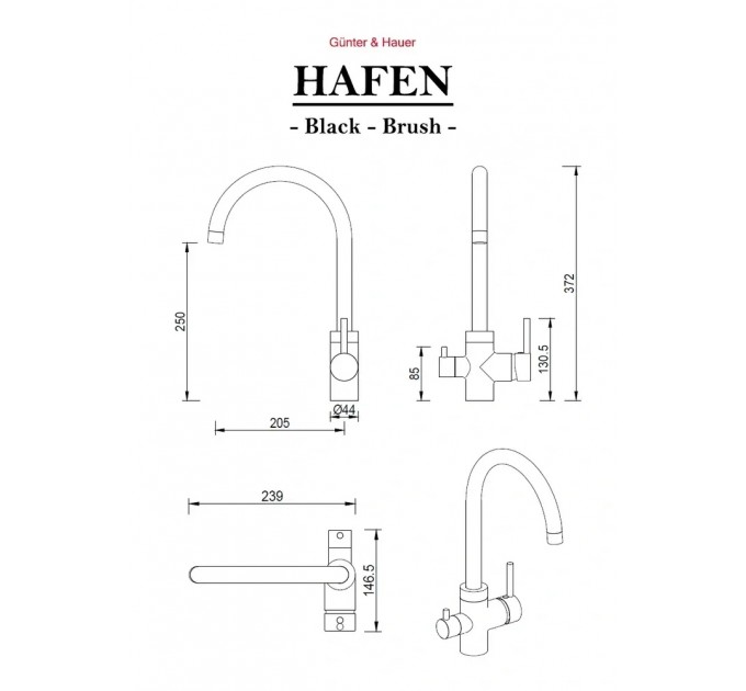 Змішувач кухонний Gunter & Hauer HAFEN Brush