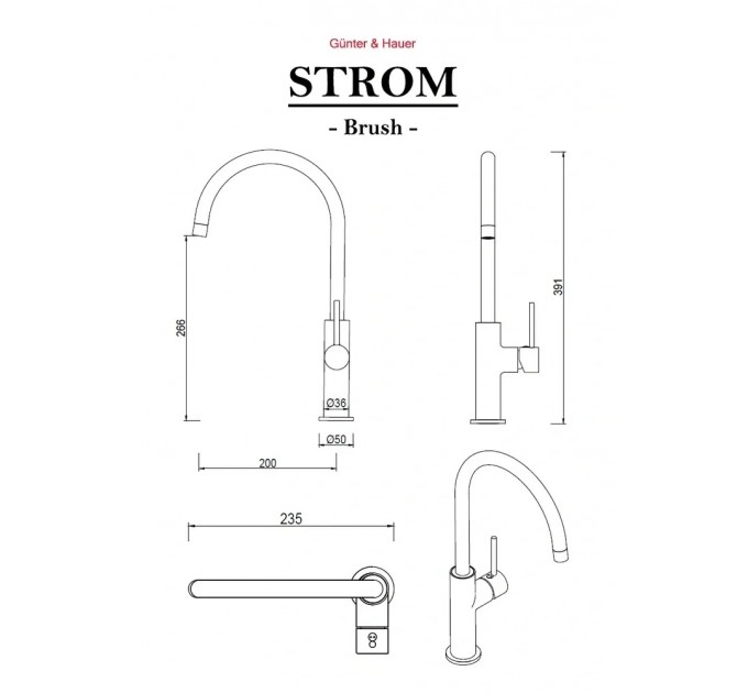 Змішувач кухонний Gunter & Hauer STROM Brush