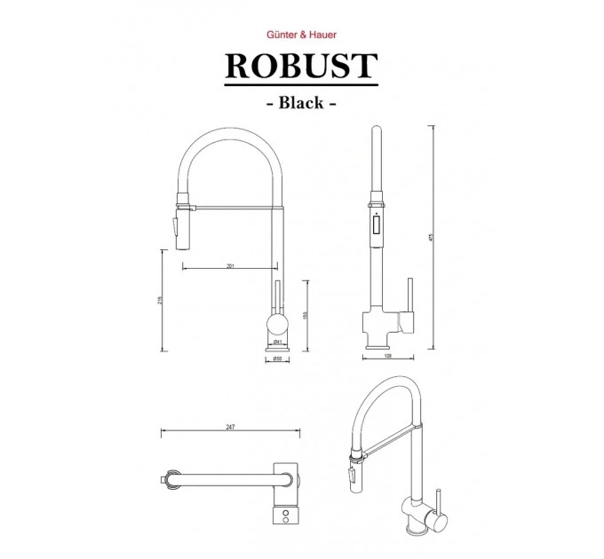 Змішувач кухонний Gunter & Hauer ROBUST Black