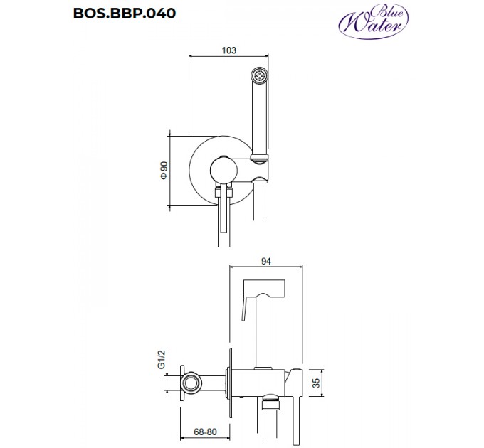 Змішувач для біде Blue Water BOSTON BOS-BBP.040 Чорний матовий