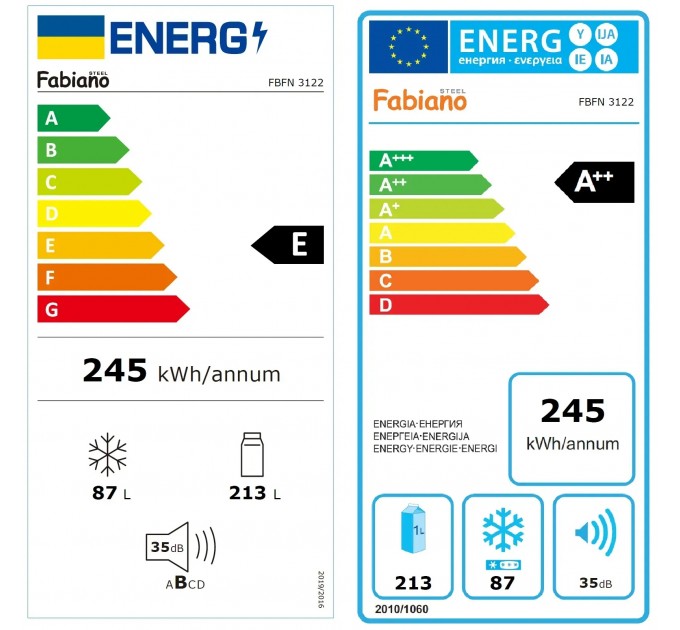 Вбудований холодильник Fabiano FBFN 3122