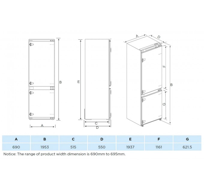 Вбудований холодильник Fabiano FBFN 4101