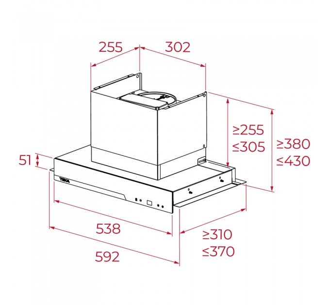Витяжка кухонна Teka INTEGRA GFI 67350 EOS IX (113110002) нержавіюча сталь / чорне скло