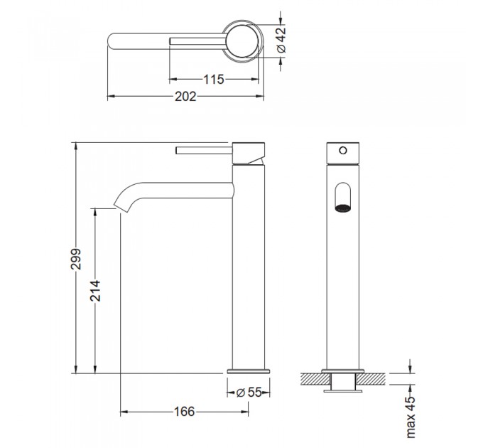 Змішувач для раковини Blue Water BOSTON BOS-BUW.050 Чорний матовий