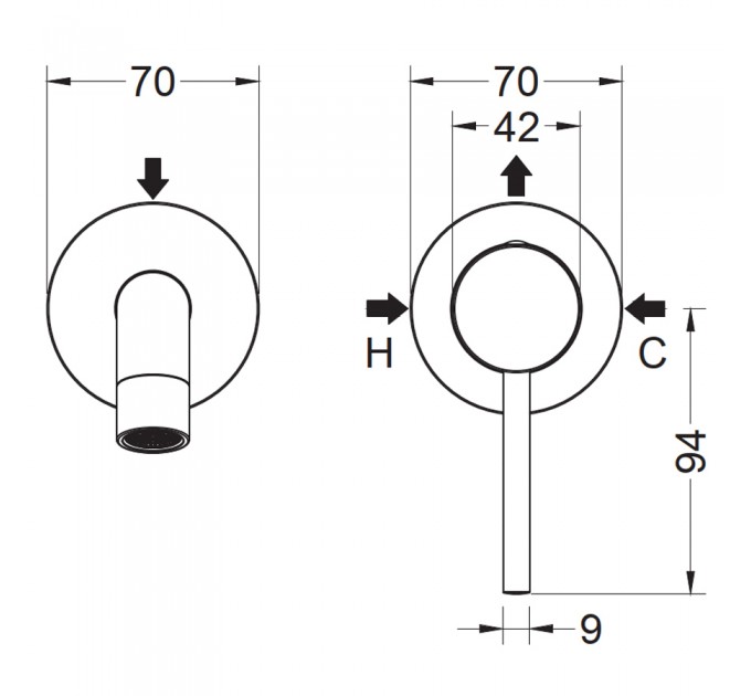 Змішувач для раковини Blue Water BOSTON BOS-BPU.110 Чорний матовий