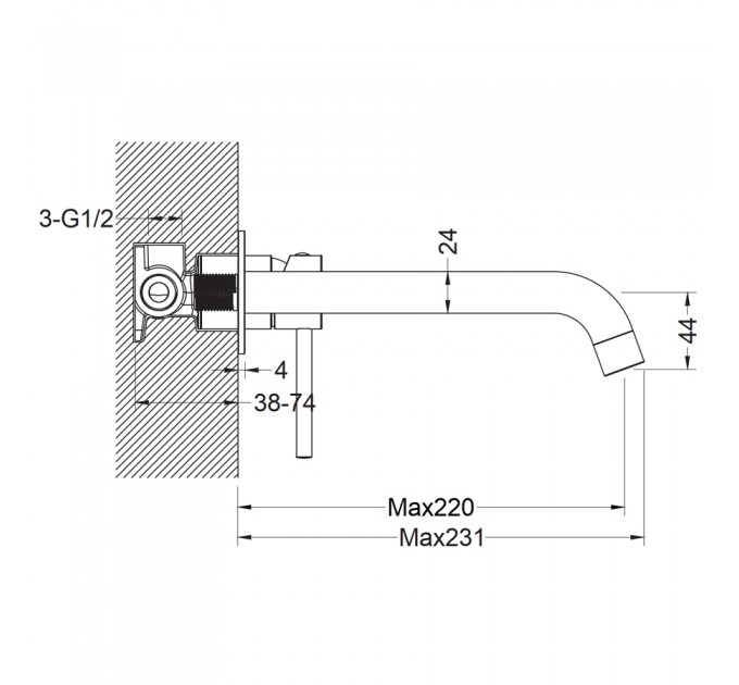 Змішувач для раковини Blue Water BOSTON BOS-BPU.110 Чорний матовий