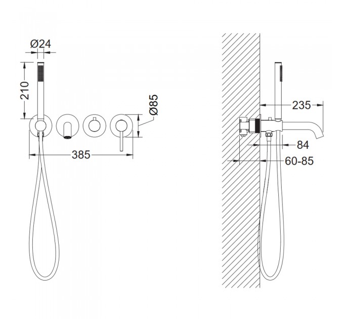 Змішувач для ванни Blue Water BOSTON BOS-ZWP.200 Чорний матовий