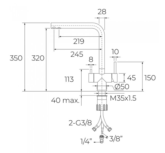 Смеситель кухонный Teka UNI 3330 (116030085) черный