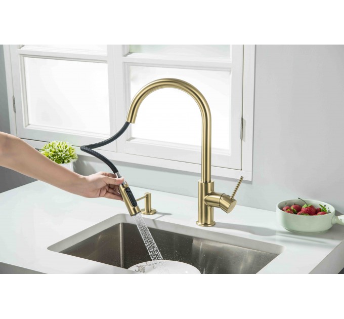 Смеситель кухонный Blue Water DIANA PLUS Античная латунь (под окно)