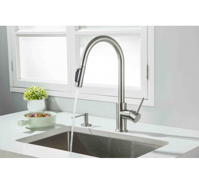 Смеситель кухонный Blue Water DIANA PLUS Сталь (под окно)