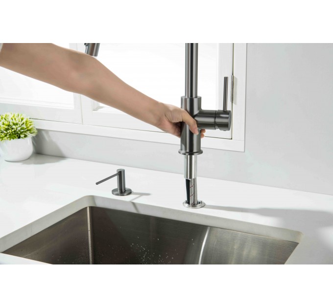 Смеситель кухонный Blue Water DIANA PLUS Графит (Gun metal) под окно