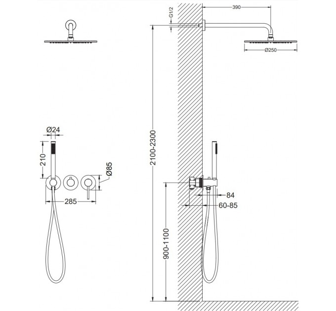 Душовий комплект Blue Water BOSTON BOS-ZKP.350 Золото