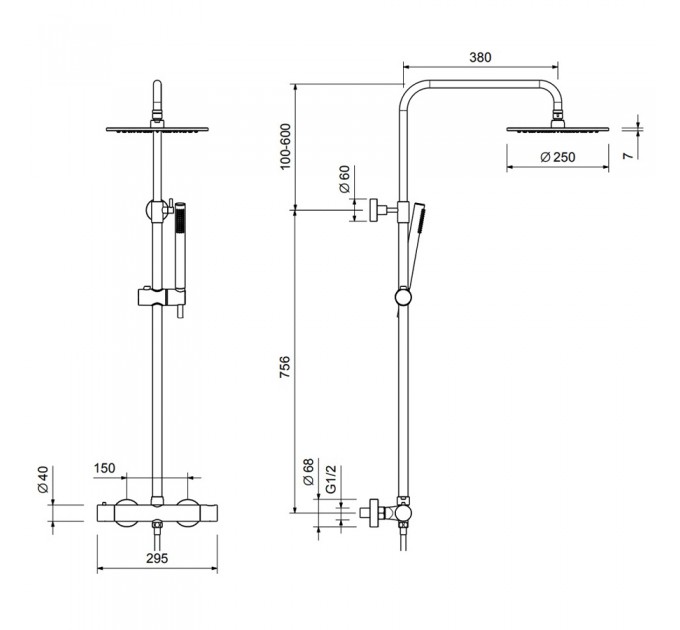 Душовий гарнітур Blue Water BOSTON BOS-ZKPN.400 TERMO Золото